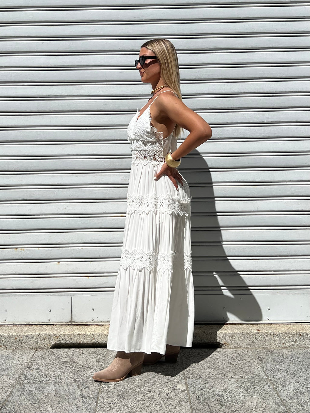 Abito Inserti Macramè 18085 Bianco