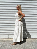 Abito Inserti Macramè 18085 Bianco