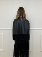 Giacca Ecopelle Inserti Scamosciati L6601 Nero
