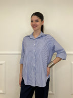 Camicia a Righe Micro Strass 82046 Blu