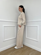 Completo Tuta Strass 036521 Ecru