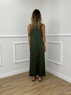 Abito Smanicato in Satin 23233 Verde