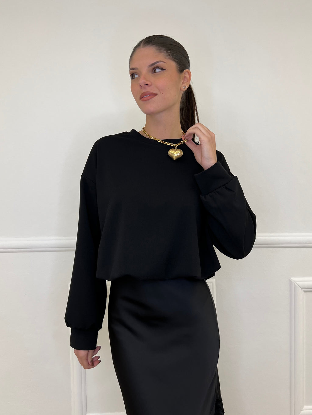 Felpa Crop 83625 Nero