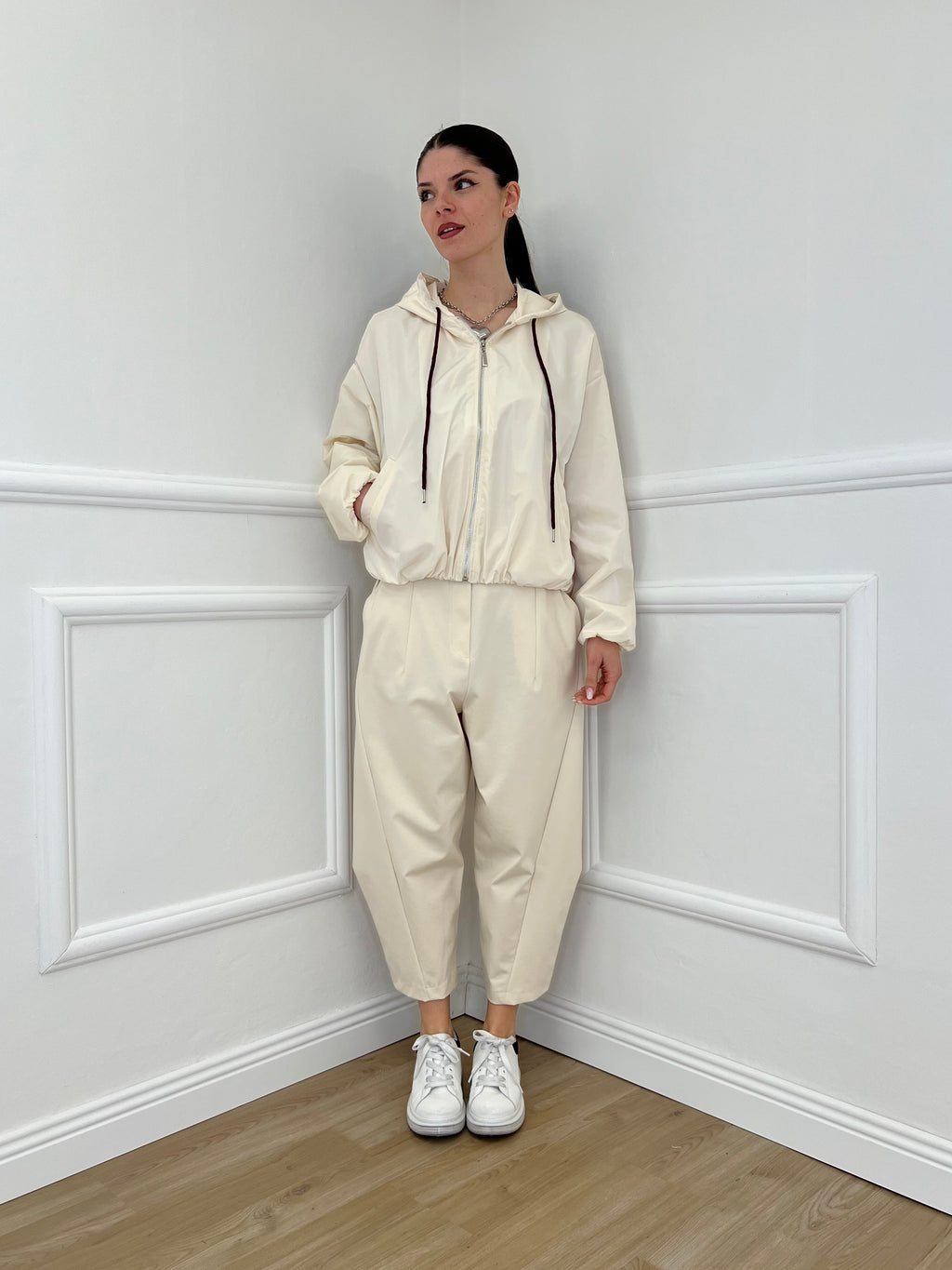 Pantalone Balloon Punto Milano 9516 Panna