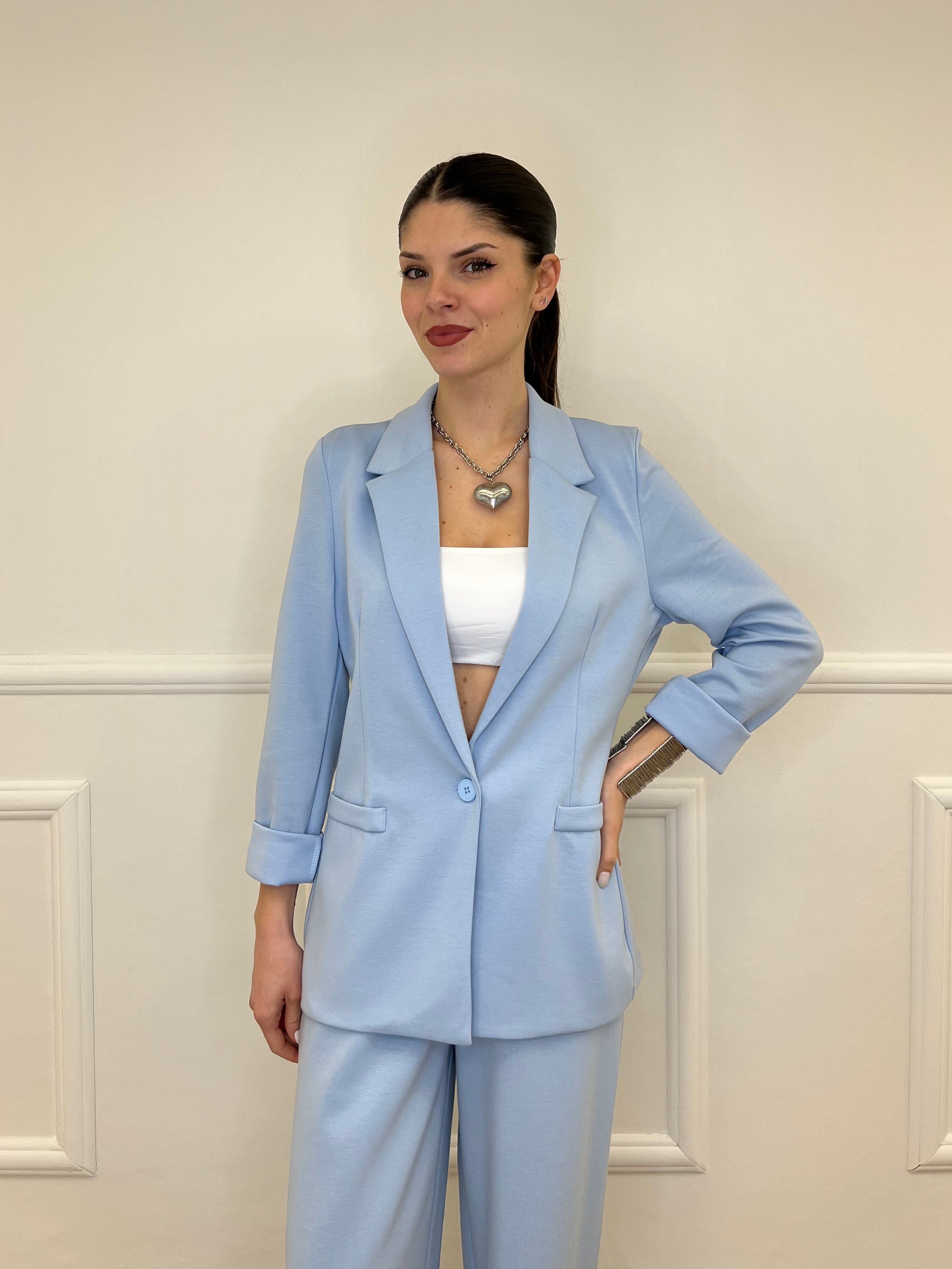 Blazer in Viscosa 27435 Azzurro
