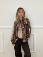 Camicia Chiffon Fantasia Fiocco 2836 Marrone