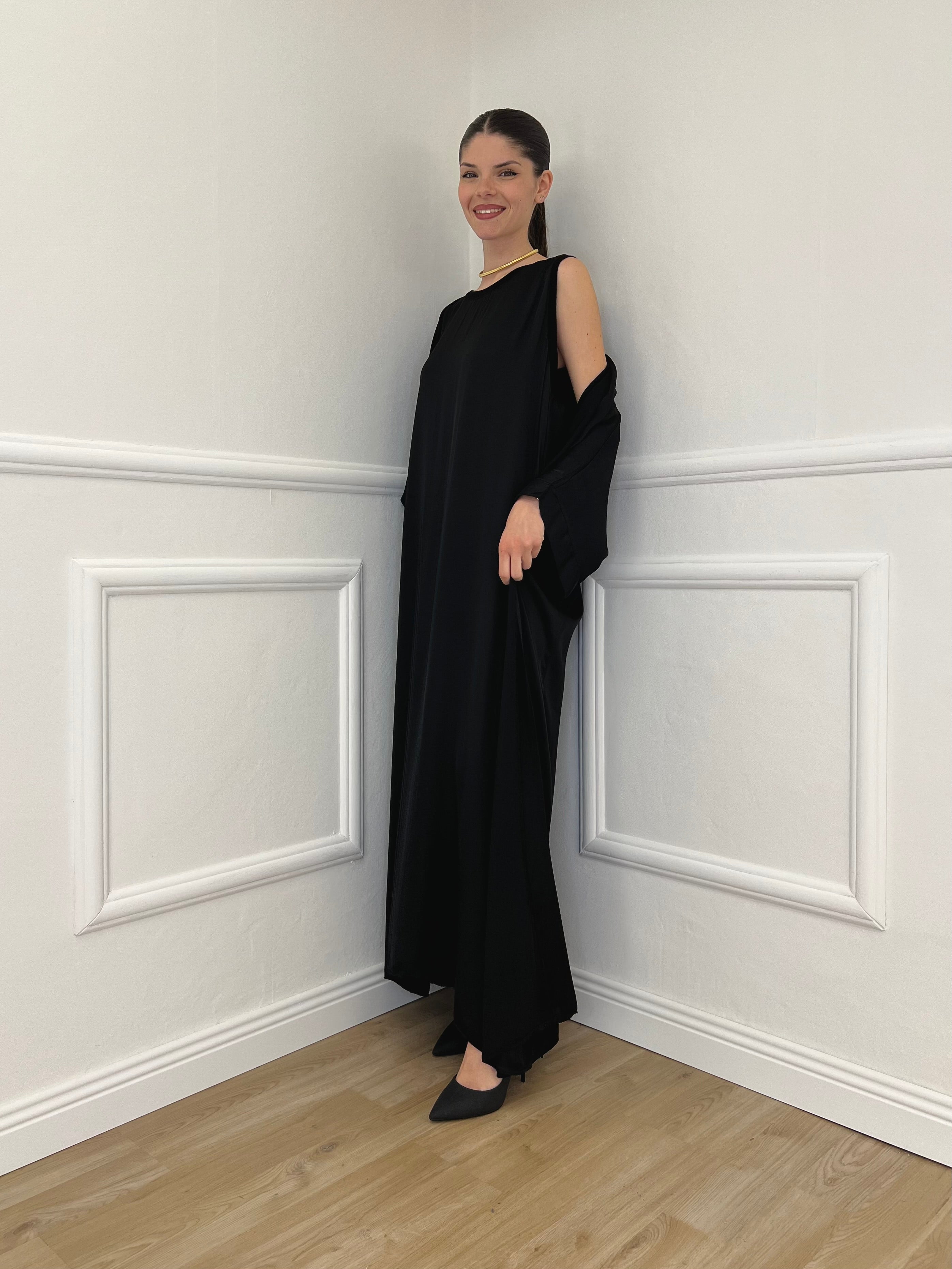 Abito Smanicato Seta e Viscosa 2613 Nero
