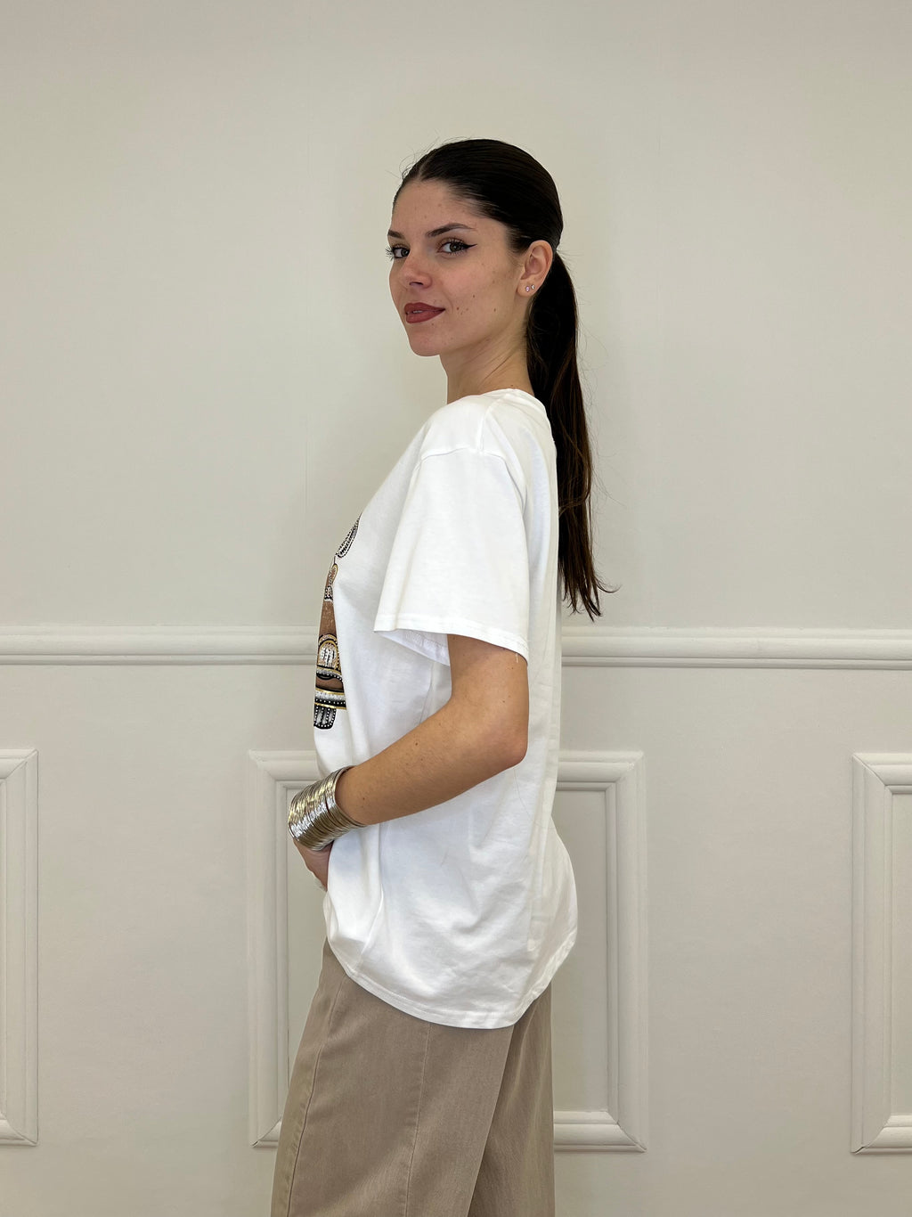 T-shirt Over Snoopy Con Strass