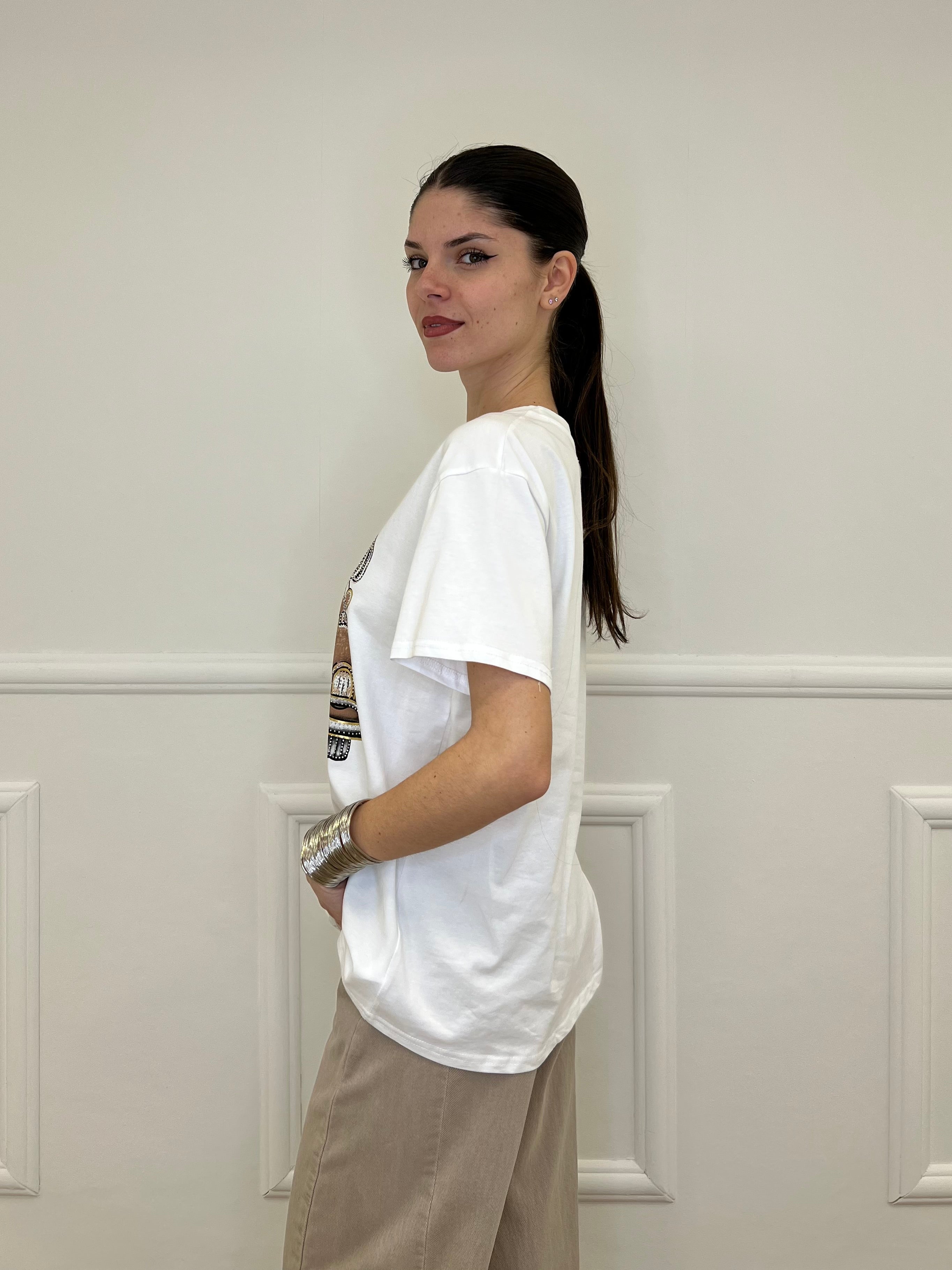 T-shirt Over Snoopy Con Strass