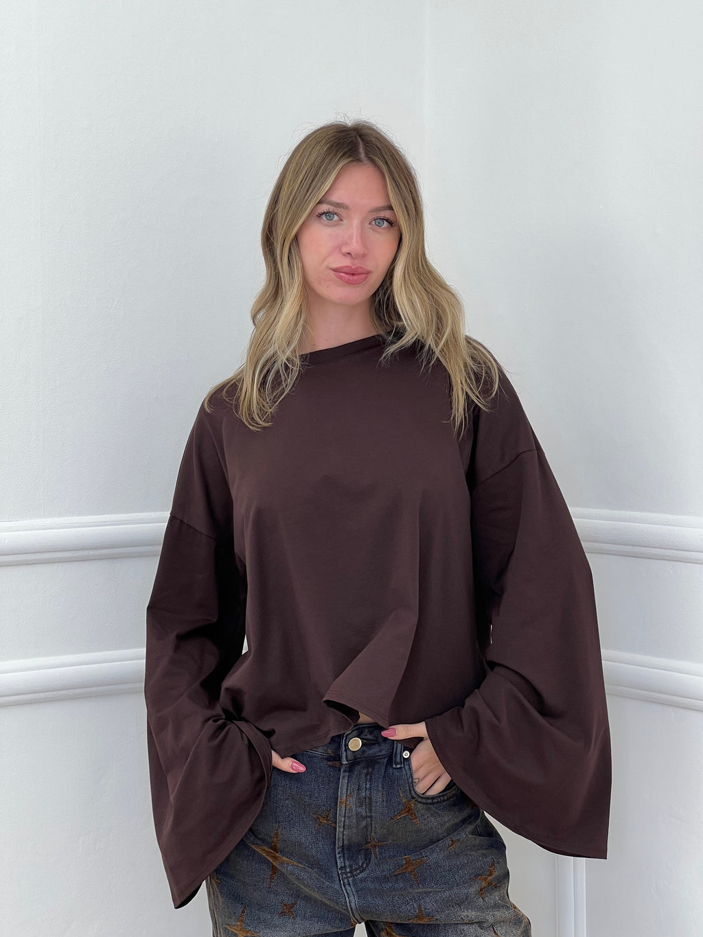 T-shirt Maniche Lunghe Ampie BM270 Marrone