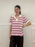 Polo a Righe BM95 Rosa