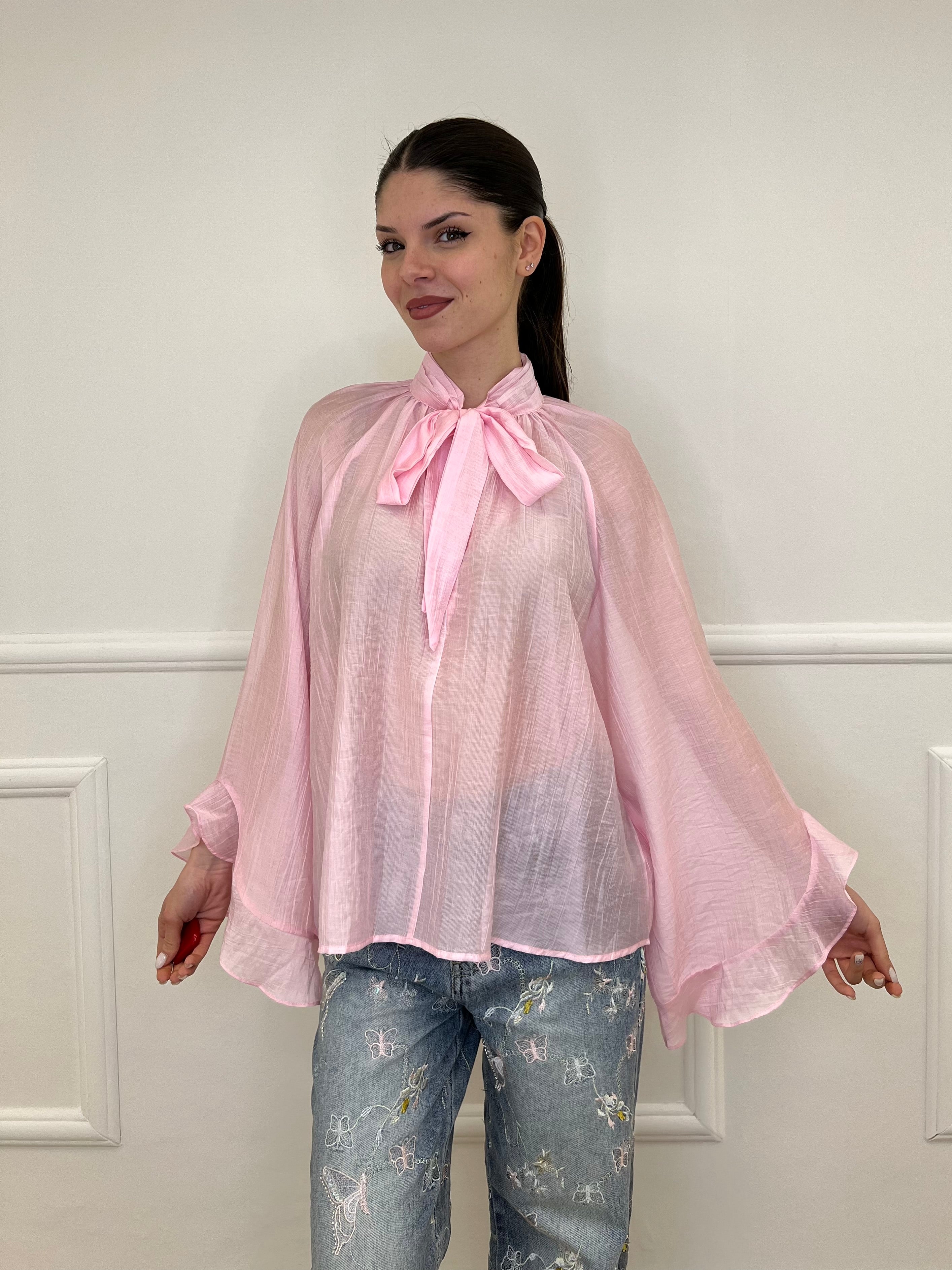 Camicia in Tencel con Fiocco 2608 Rosa