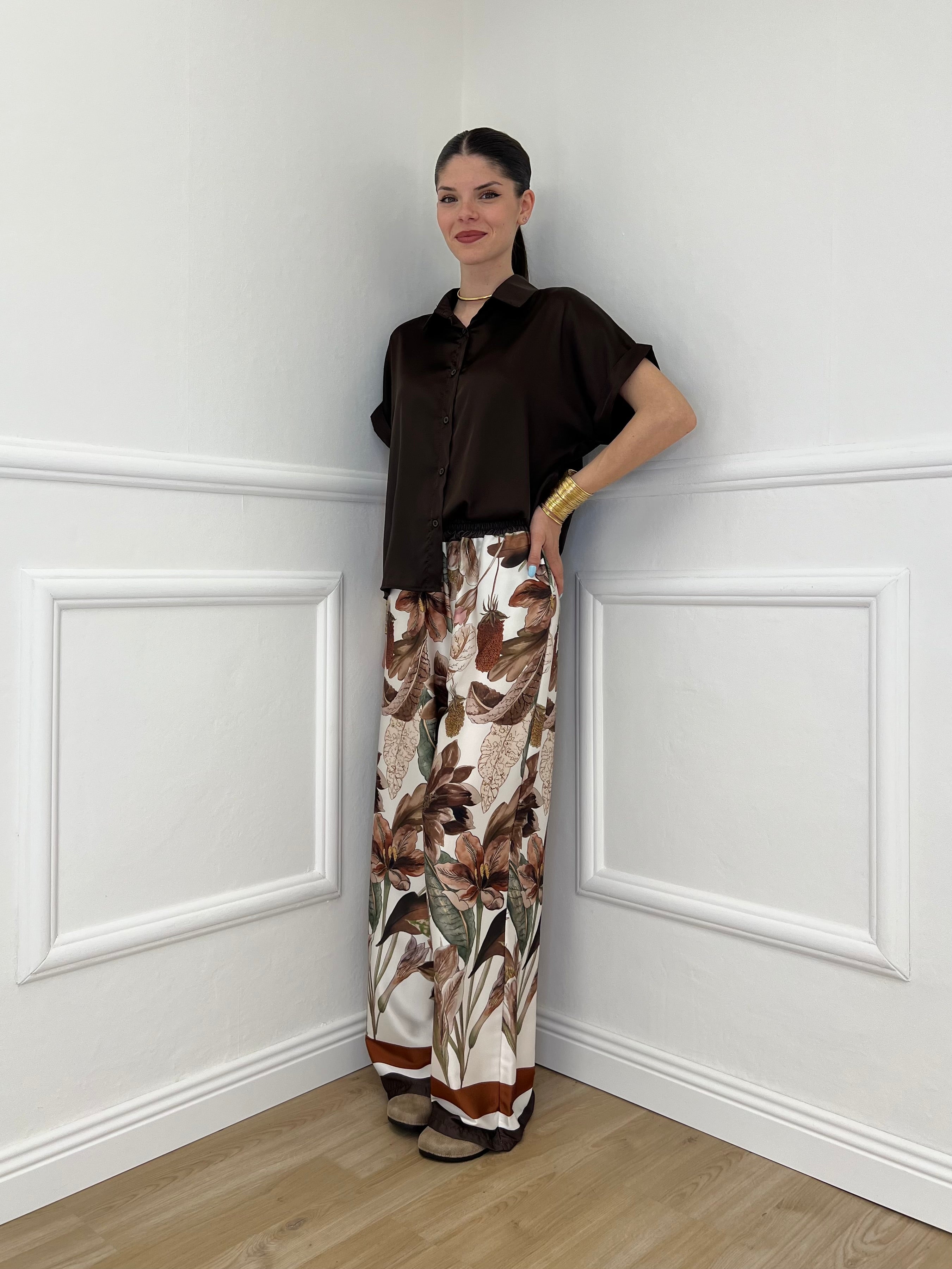 Completo Satin Pantalone Fantasia 17397 Moro