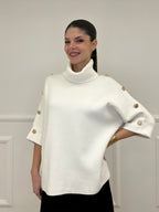 Maglia Bottoni Pipistrello 261124 Panna