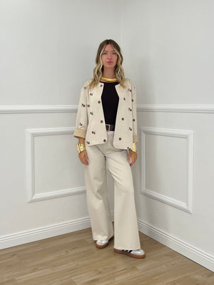 Pantalone Punto Milano Cintura 5386 Panna