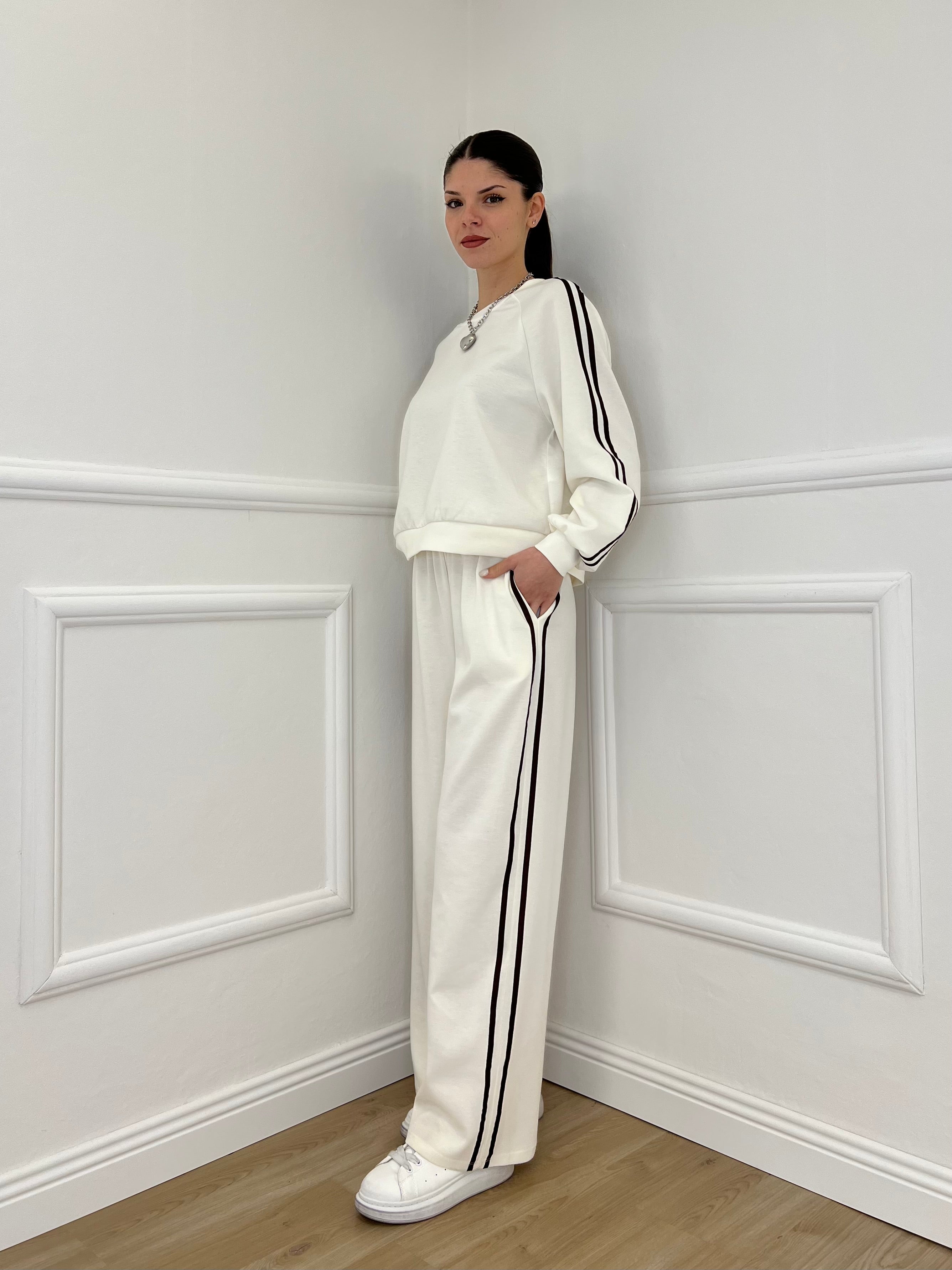 Tuta Bande Girocollo 88426 Panna