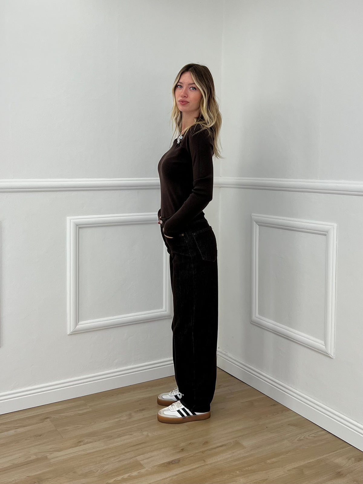 Maglia Drappeggio Fibbia 5560 Marrone