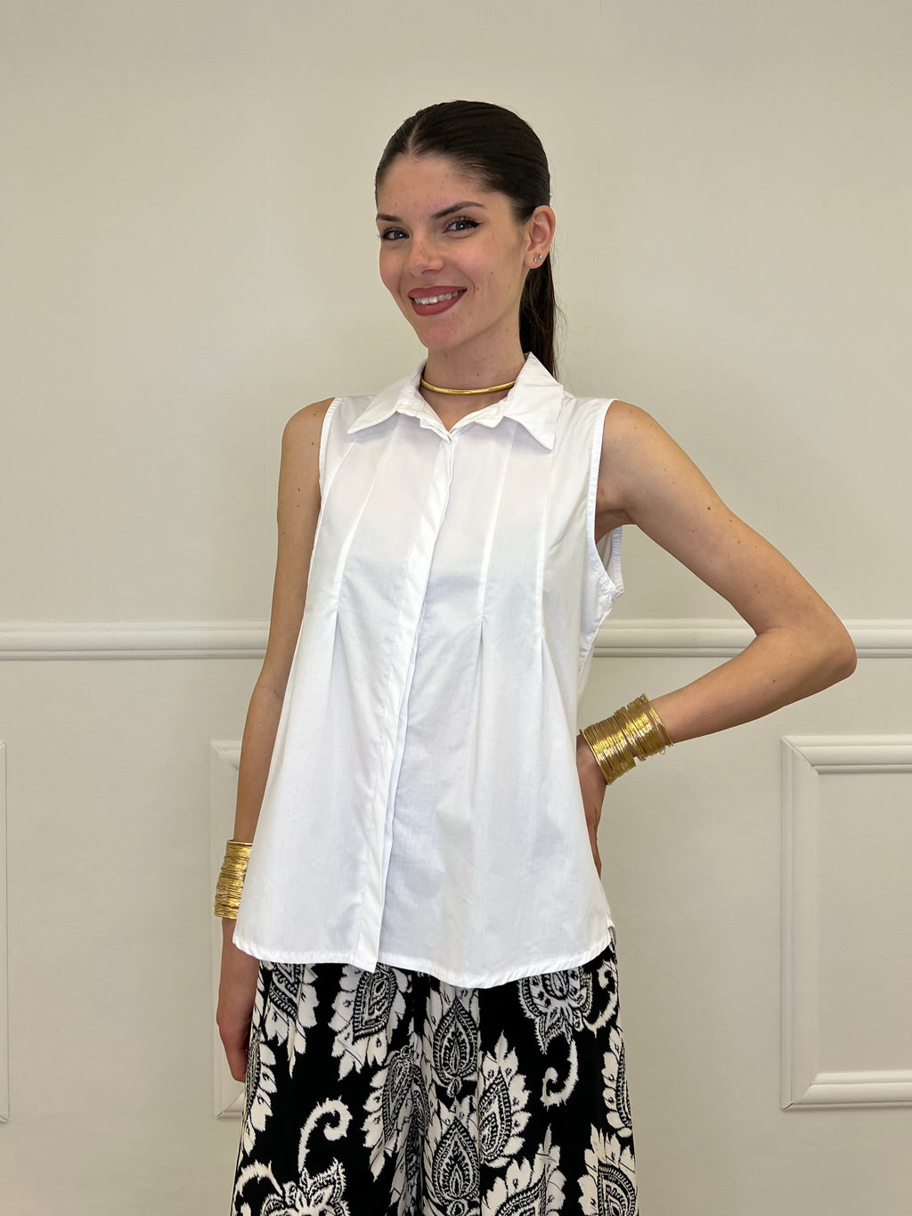 Camicia Smanicata Popeline 2808 Bianco