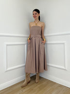 Abito a Fascia Cintura 9762 Taupe