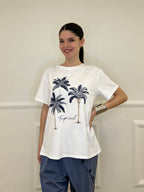 T-shirt Over Palme e Strass