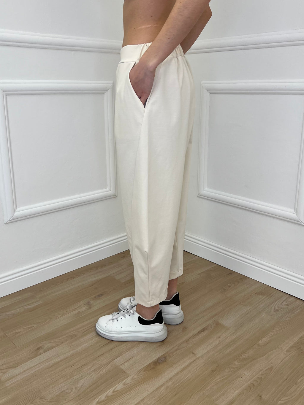 Pantalone Balloon Punto Milano 9516 Panna