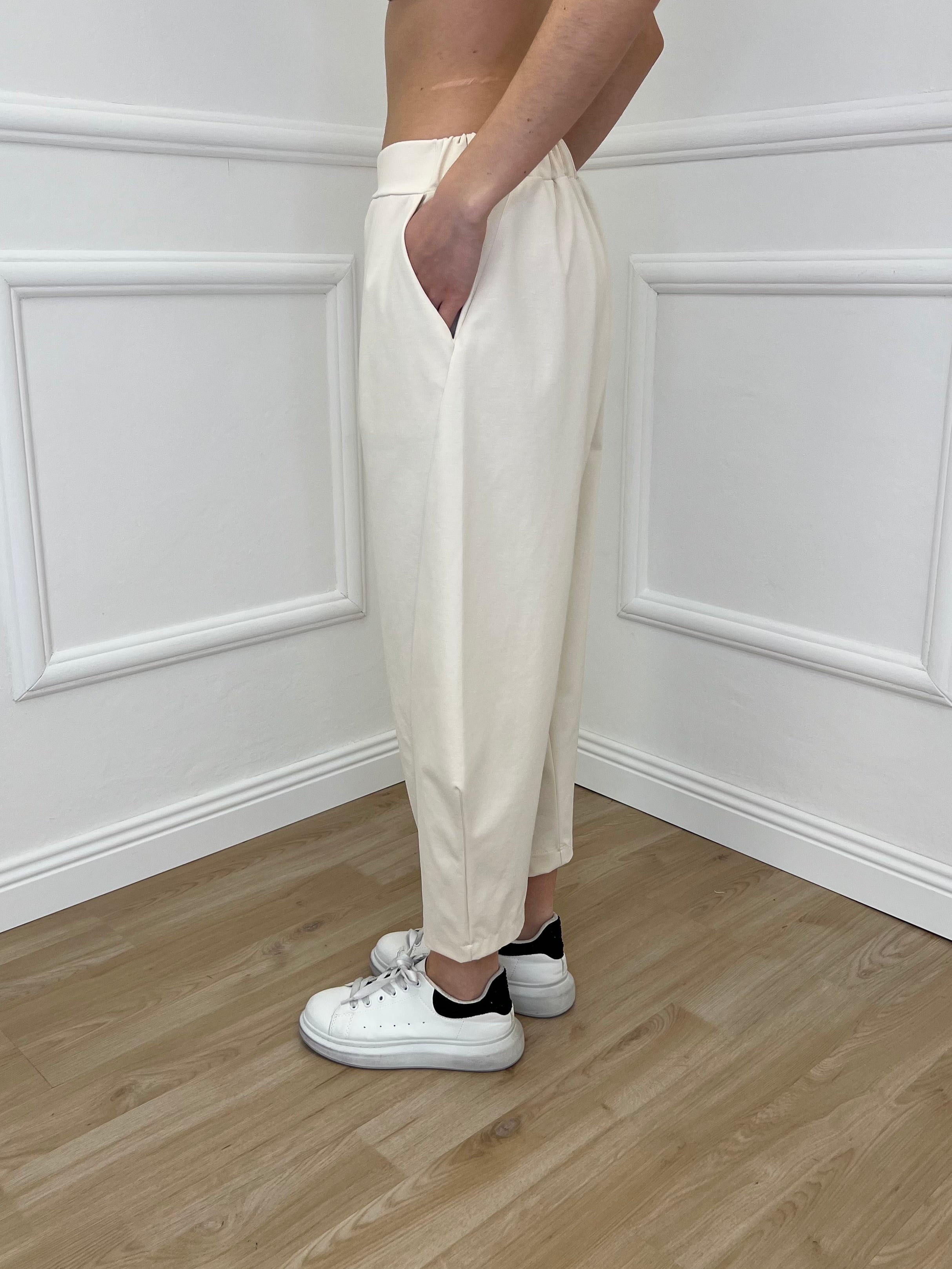 Pantalone Balloon Punto Milano 9516 Panna