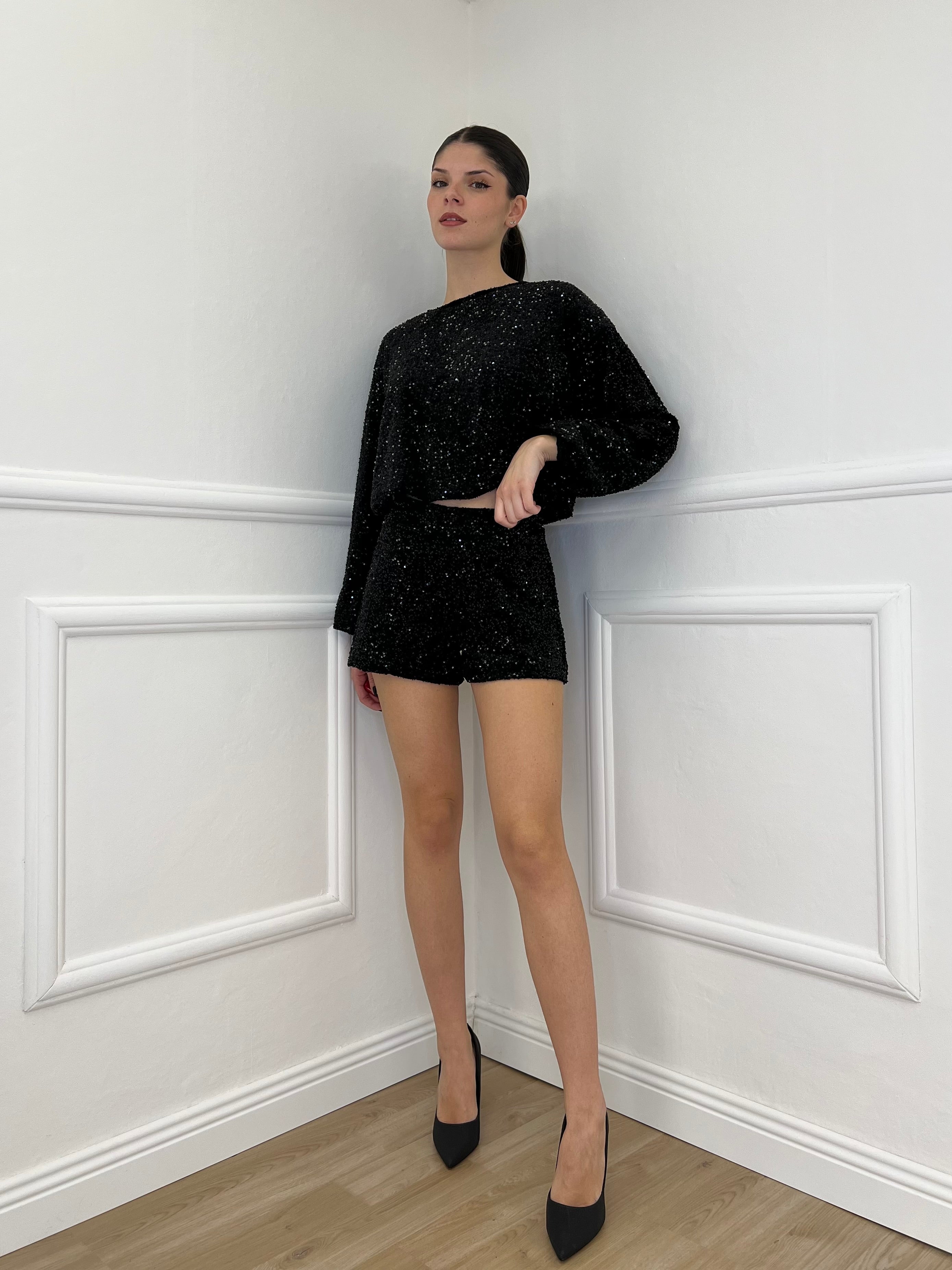 Maglia Paillettes 90225 Nero