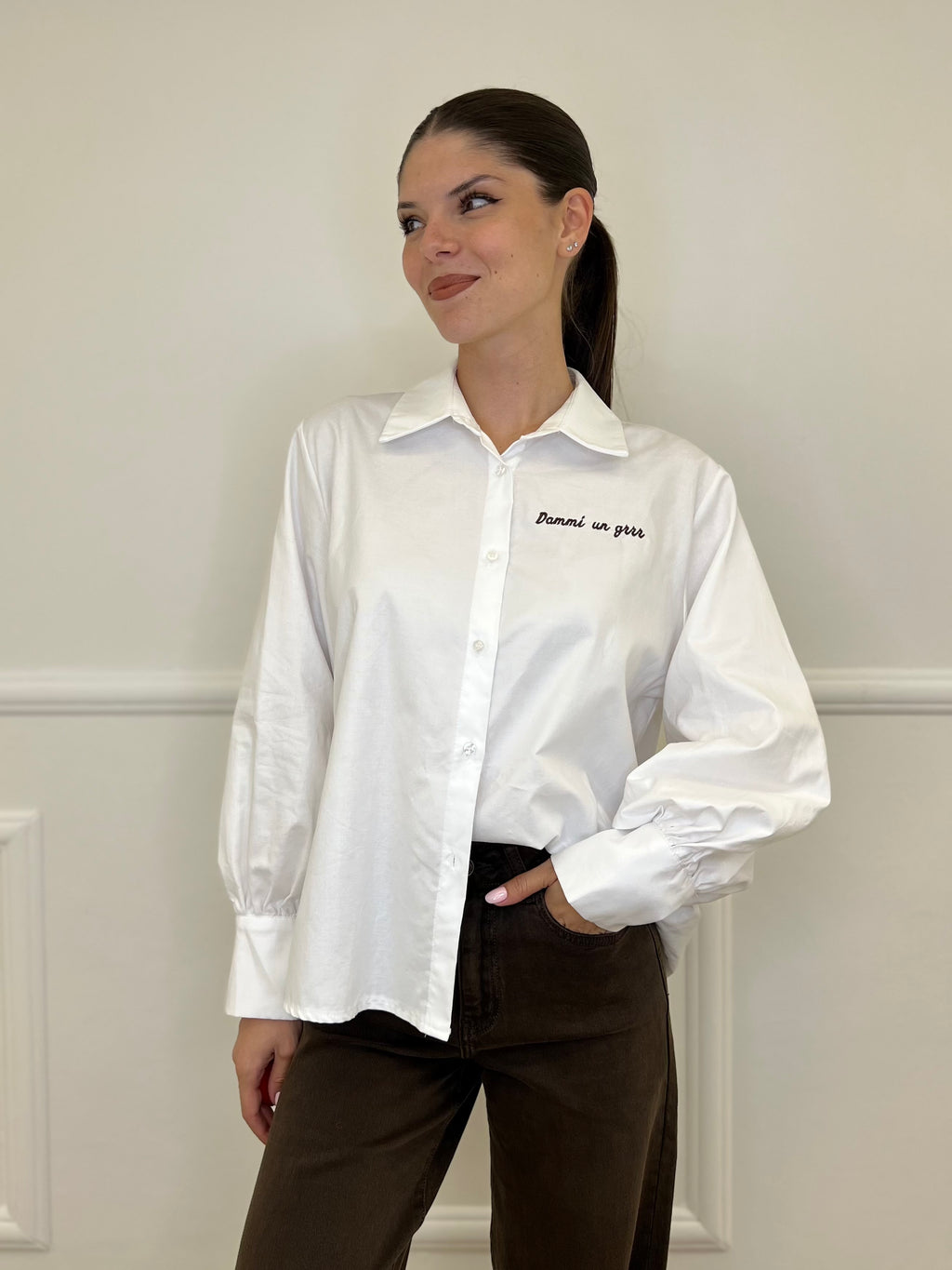 Camicia Dammi un Grrr 27598 Bianco - Bazar Abbigliamento