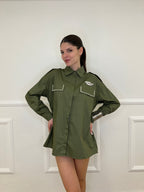 Camicia Overshirt "Choose Love" AL0066 Verde Militare