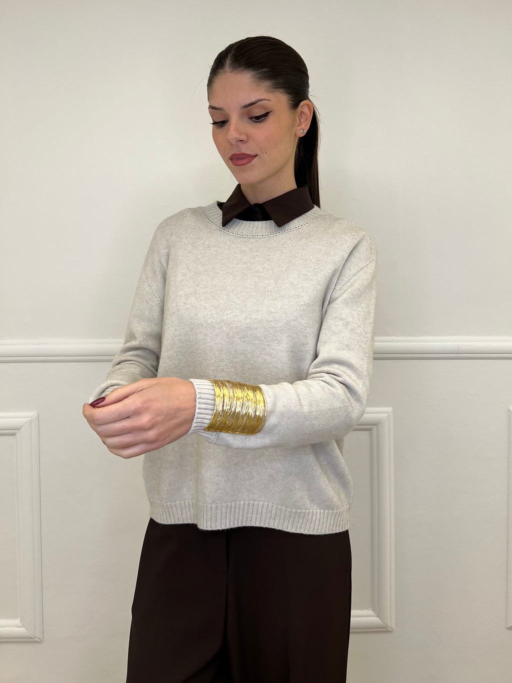 Pullover Basic Girocollo 1186 Ecru