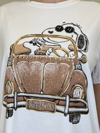 T-shirt Over Snoopy Con Strass