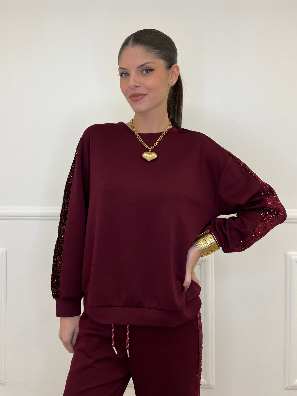 Tuta con Paillettes 21172 Burgundy
