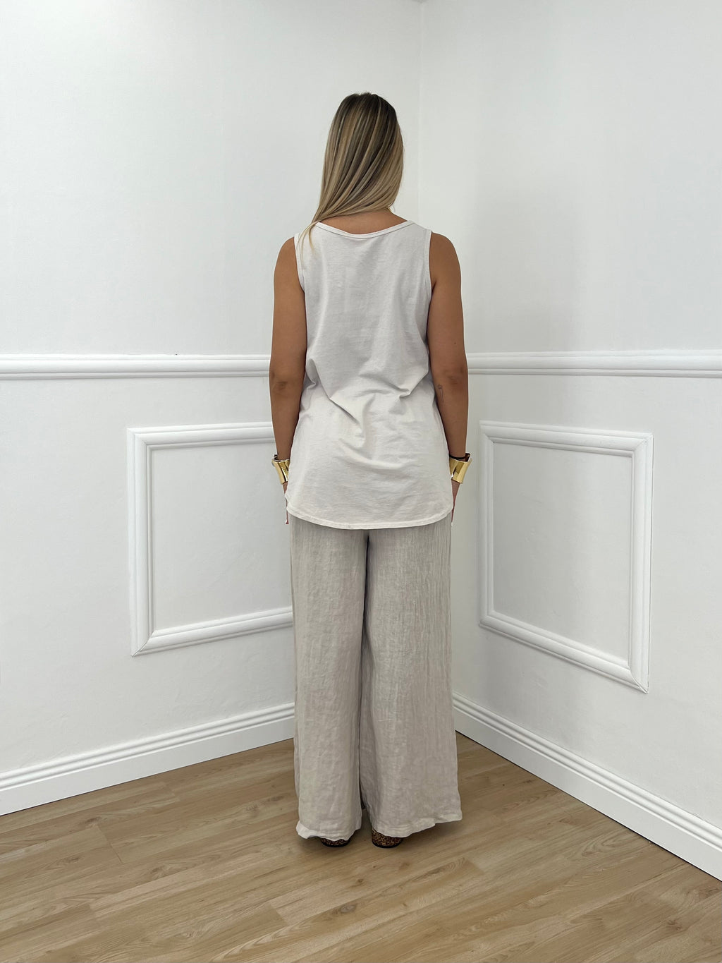 Canotta In Cotone e Lino 18653 Beige