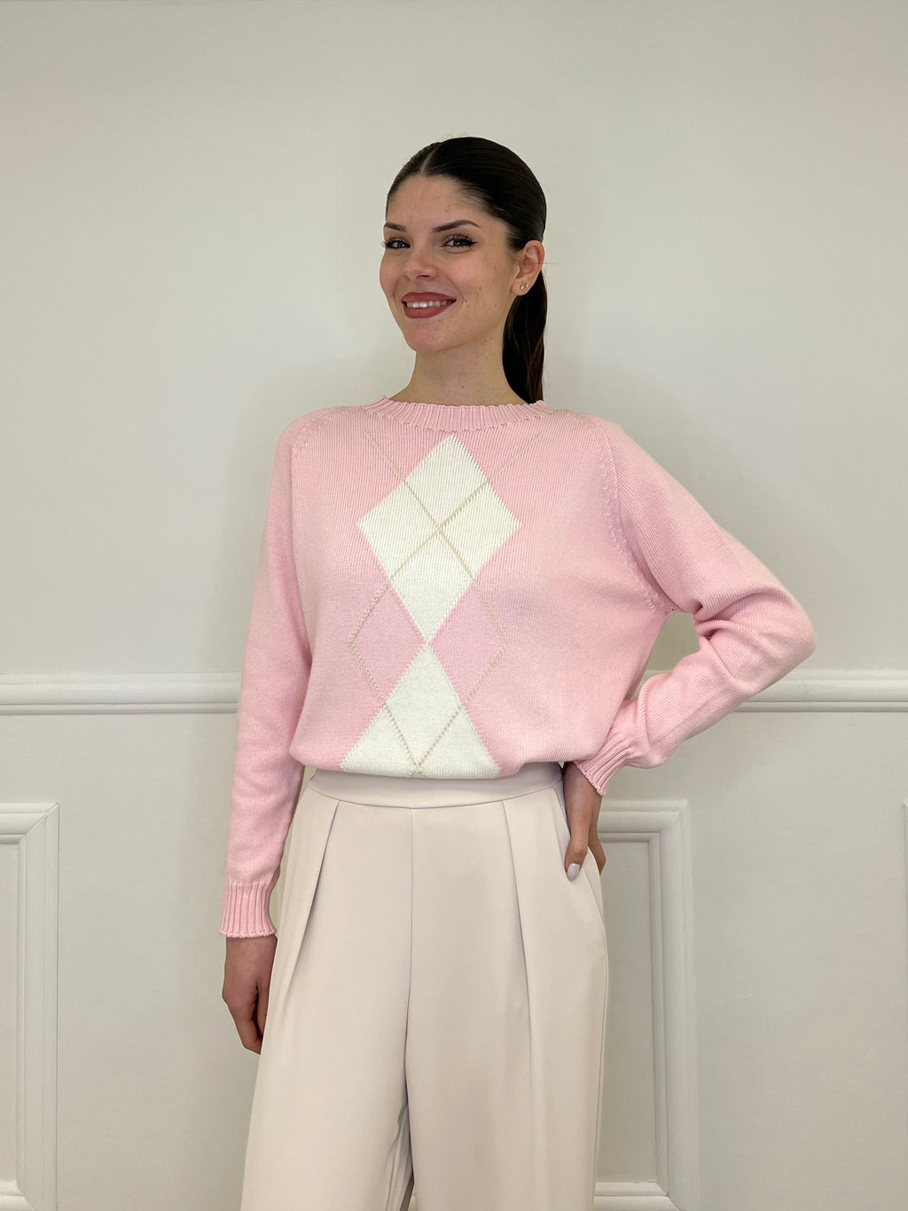 Maglia a Rombi A82628 Rosa