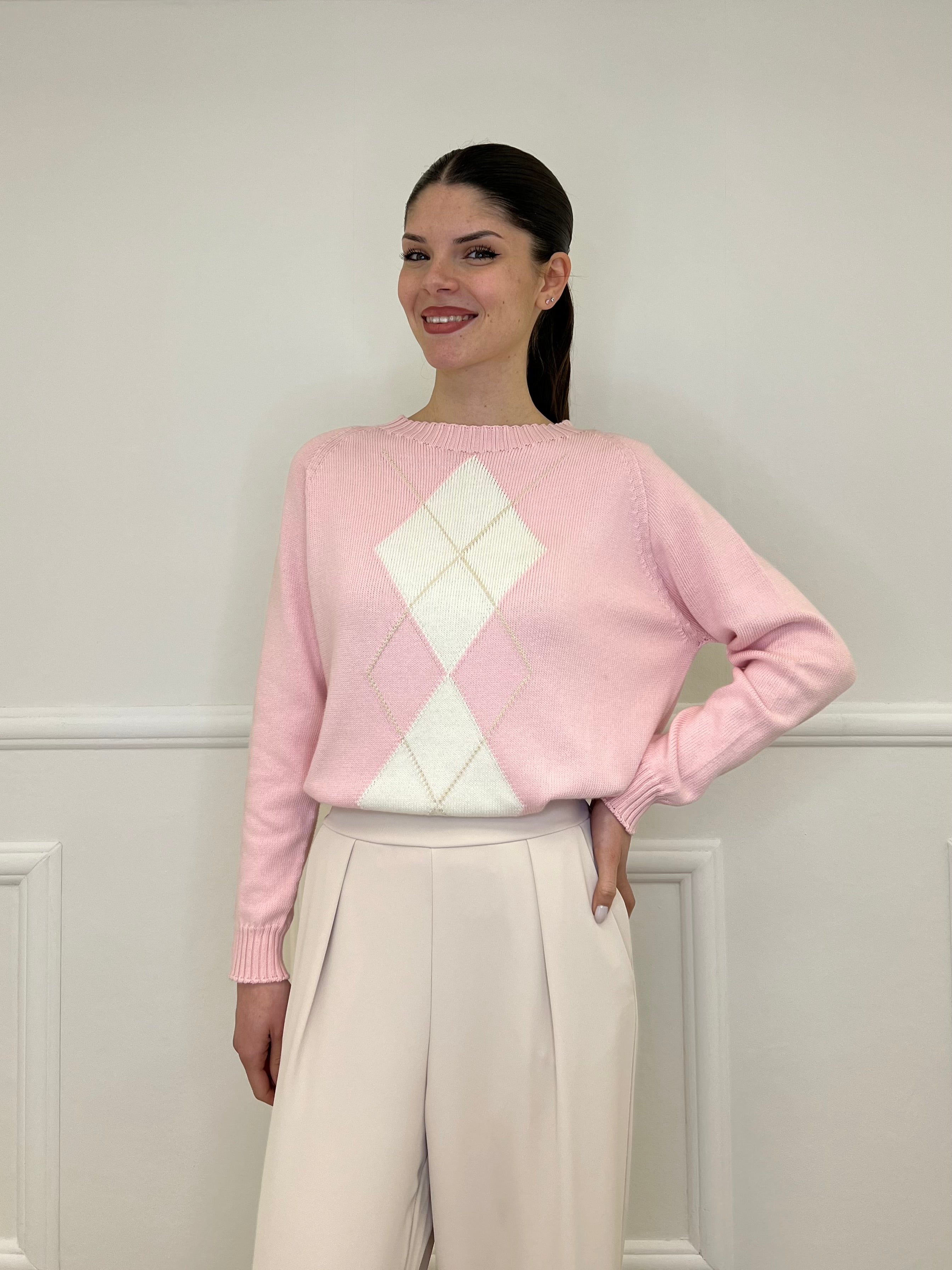 Maglia a Rombi A82628 Rosa
