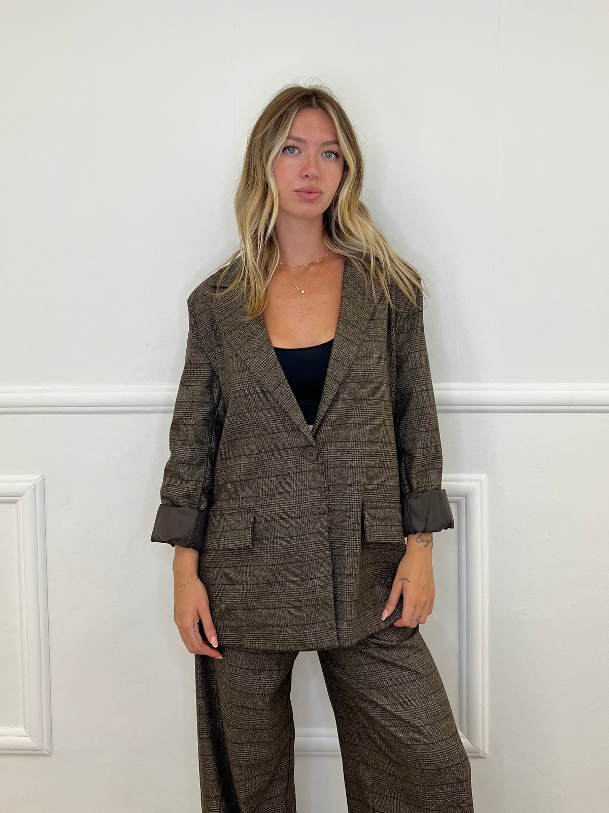 Blazer Over Principe Di Galles 4273 Marrone
