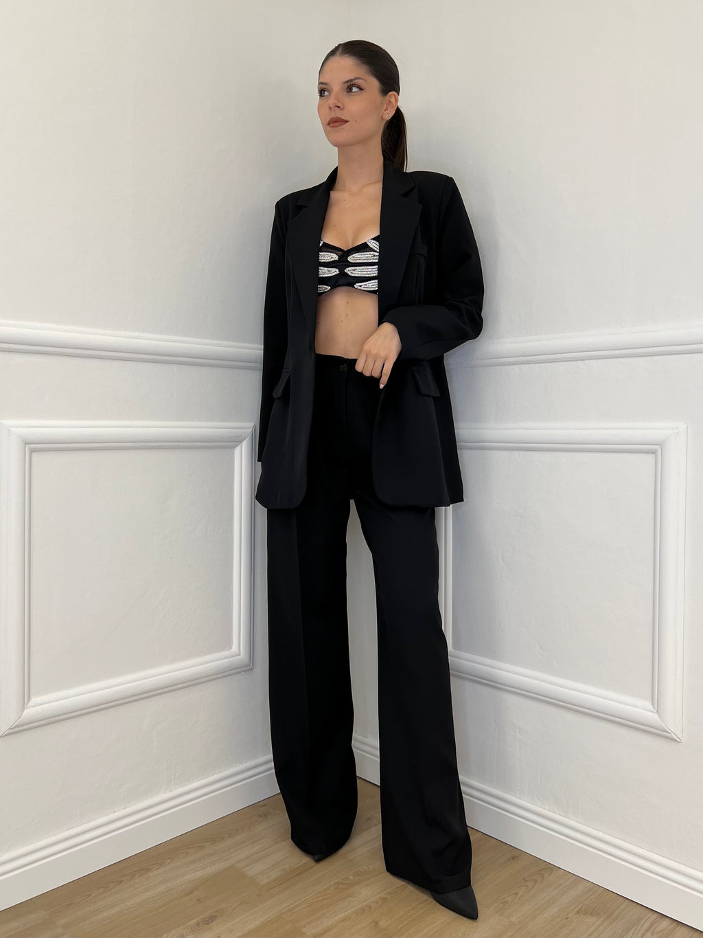 Pantalone a Palazzo 3715 Nero - Bazar Abbigliamento