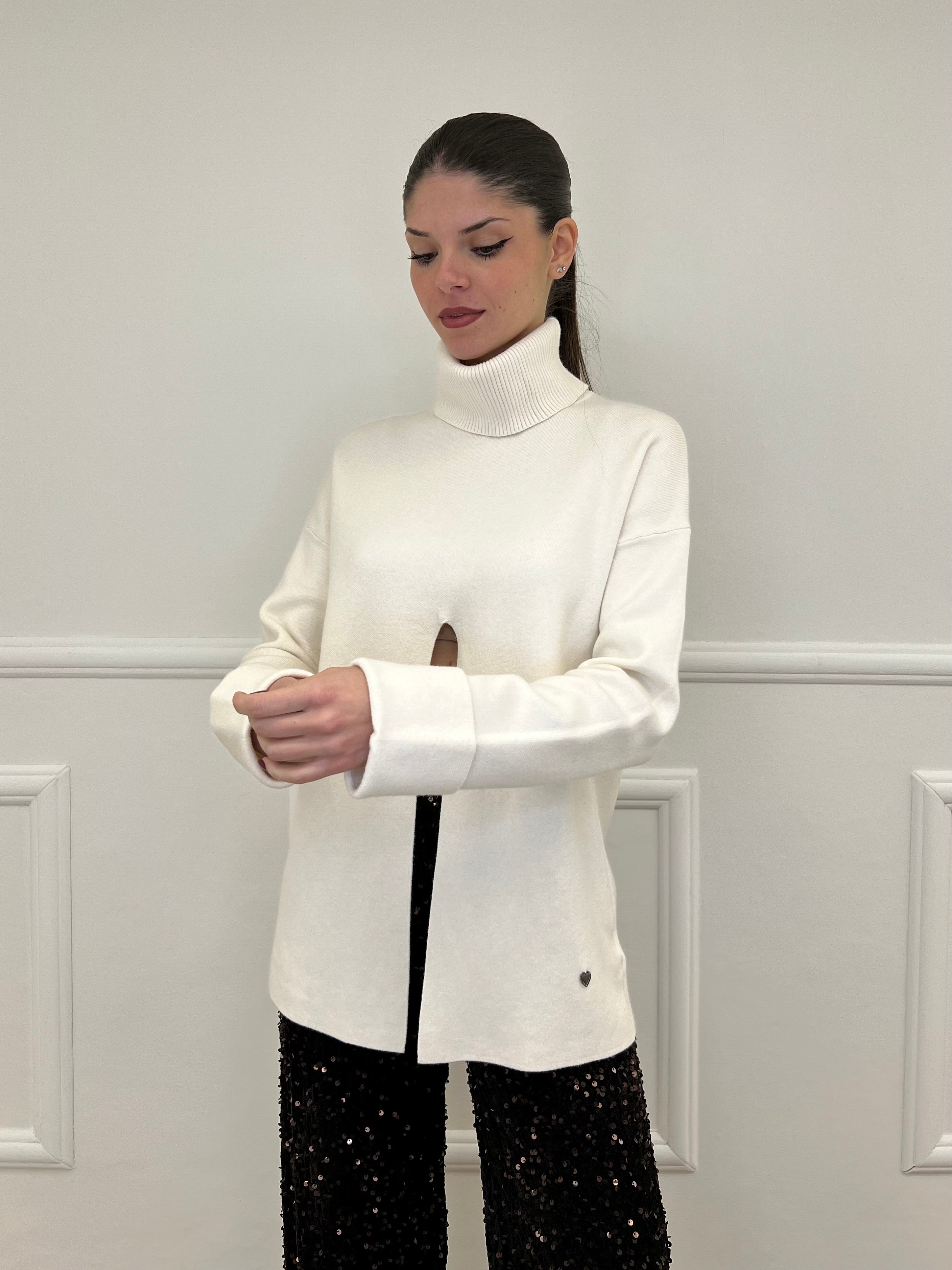 Maglia Spacco 10834 Panna