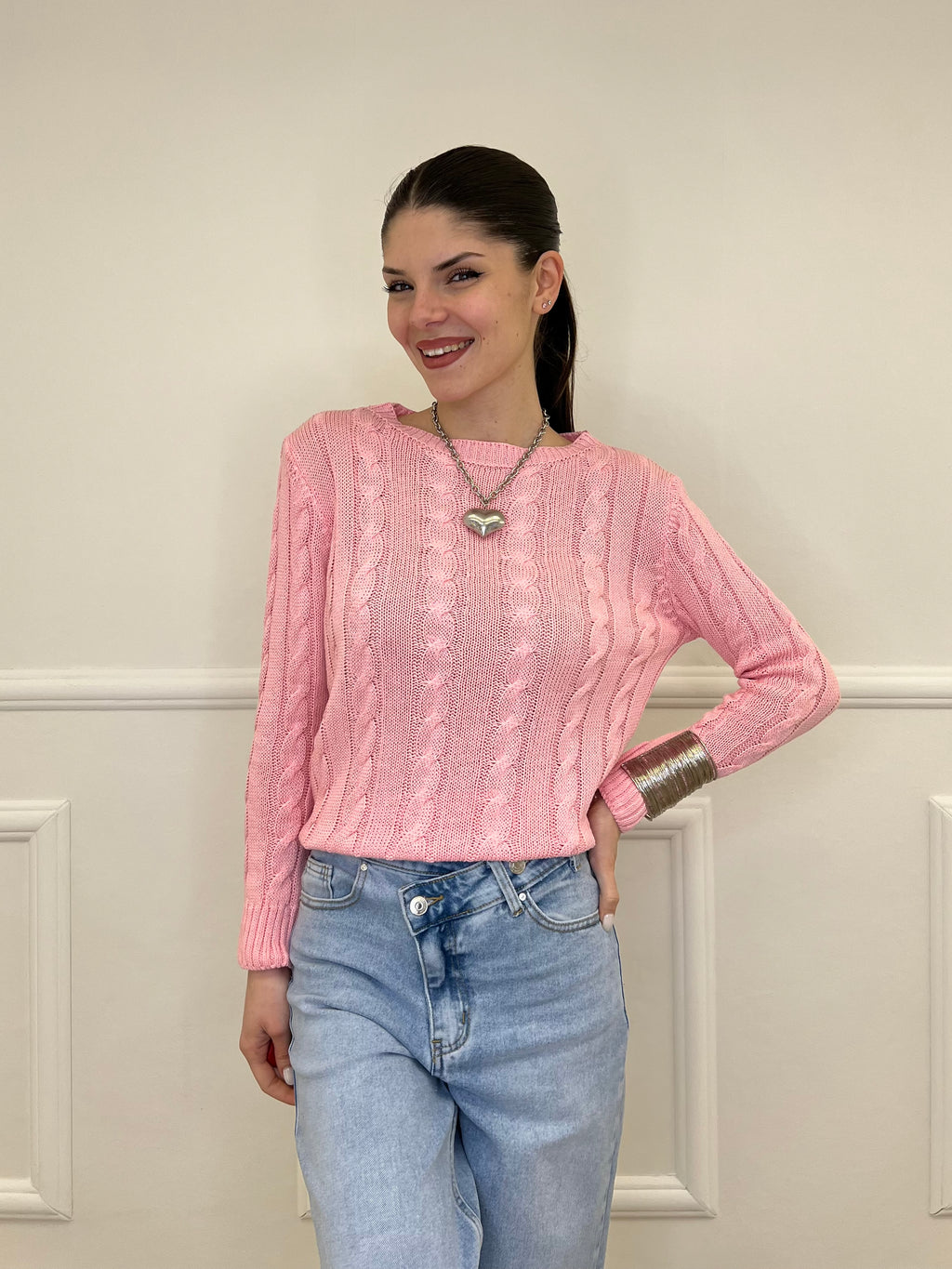 Maglia Trecce FE26122 Rosa