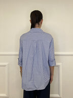 Camicia a Righe Micro Strass 82046 Blu