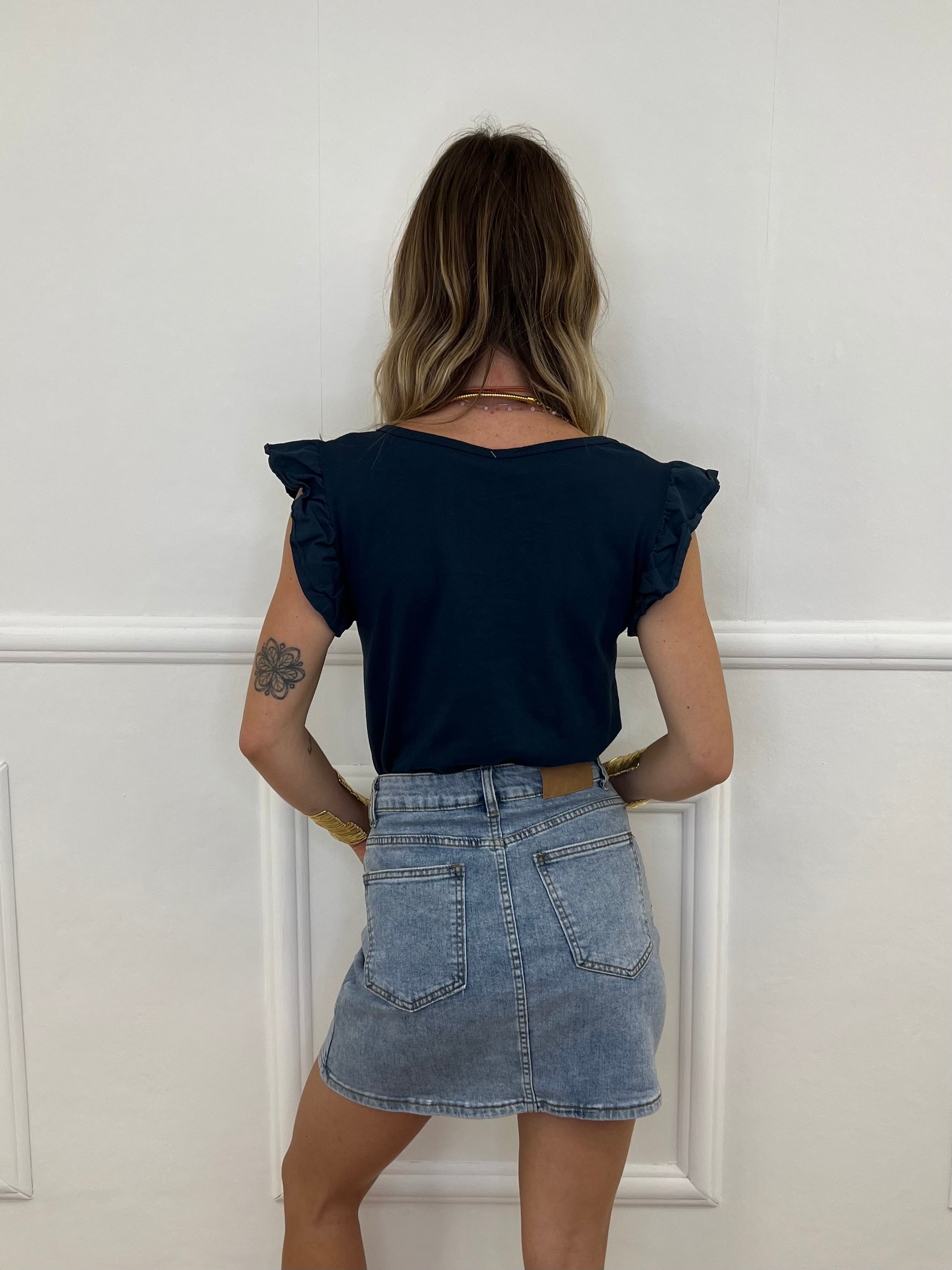 T-shirt Con Rouches 1673 Blu Royal