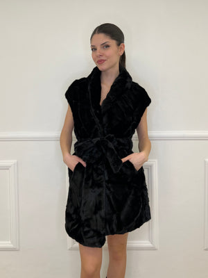 Maxi Gilet Pelliccia C021 Nero