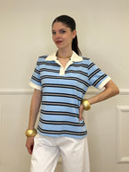 Polo a Righe BM95 Azzurro