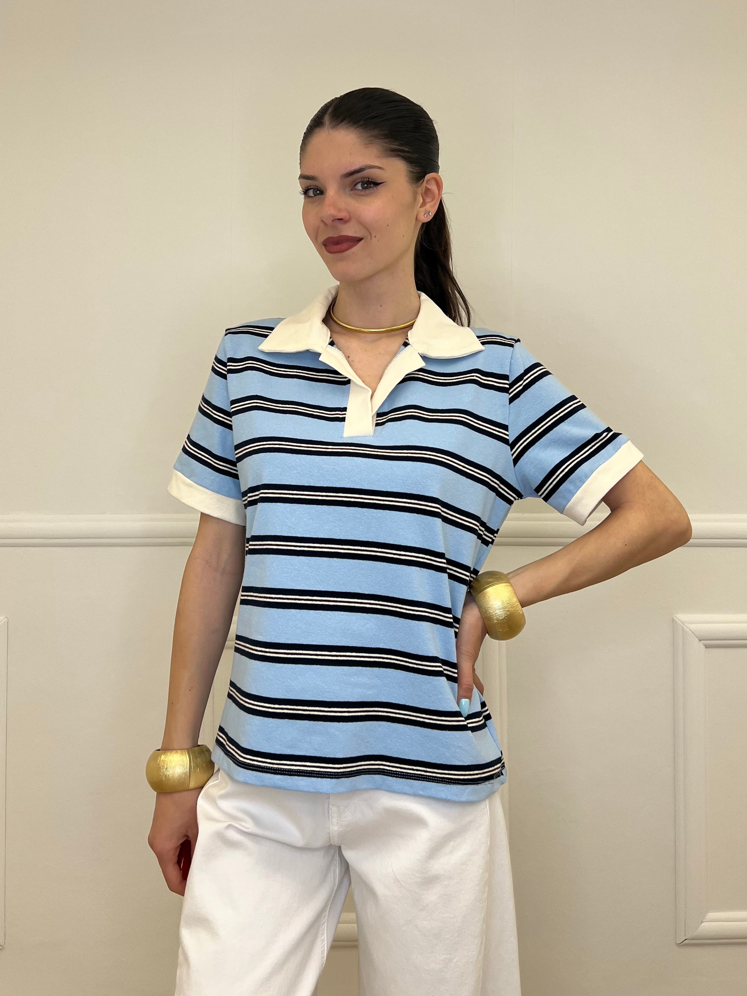 Polo a Righe BM95 Azzurro