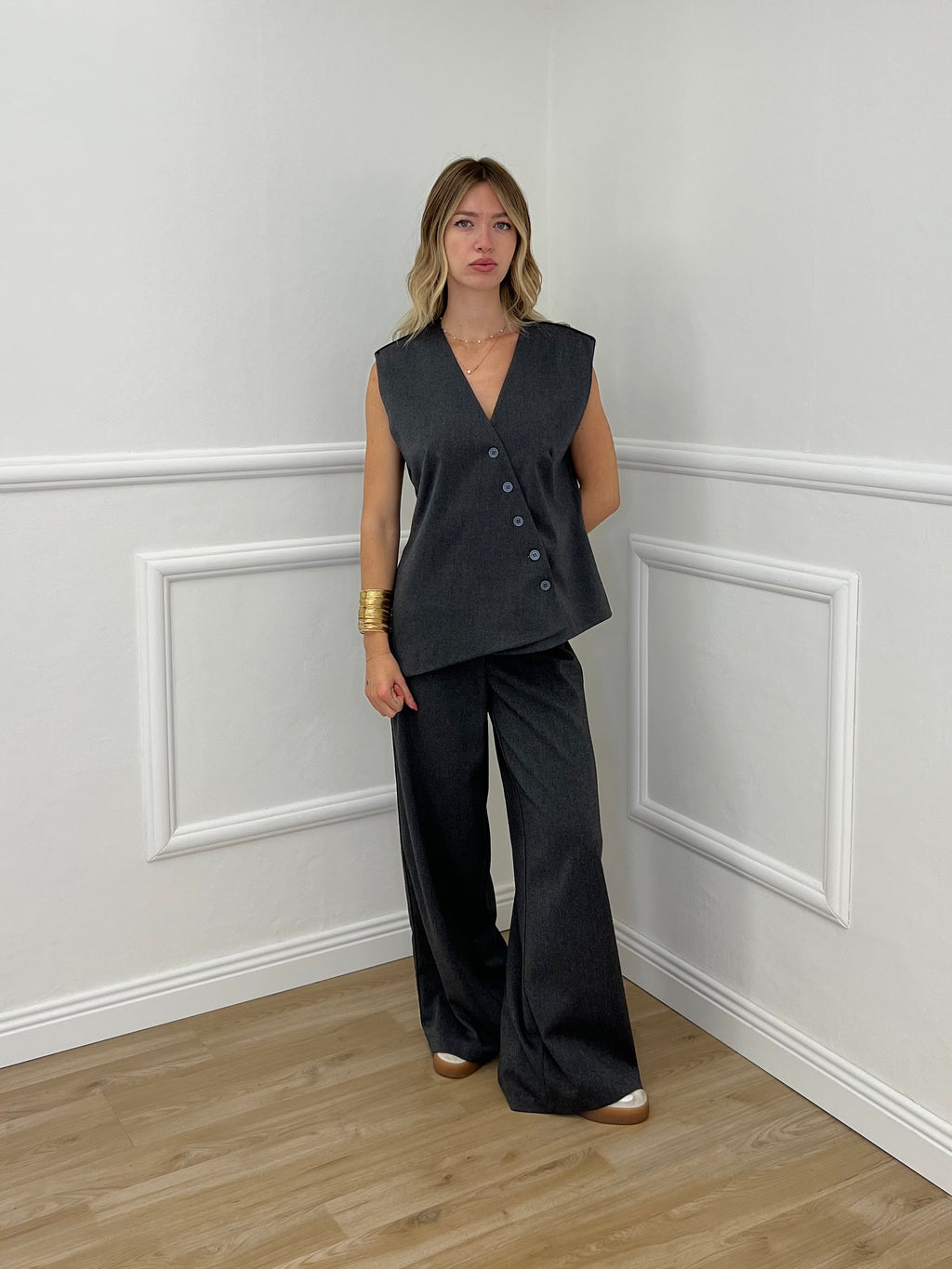 Gilet Chiusura Diagonale 2430 Grigio