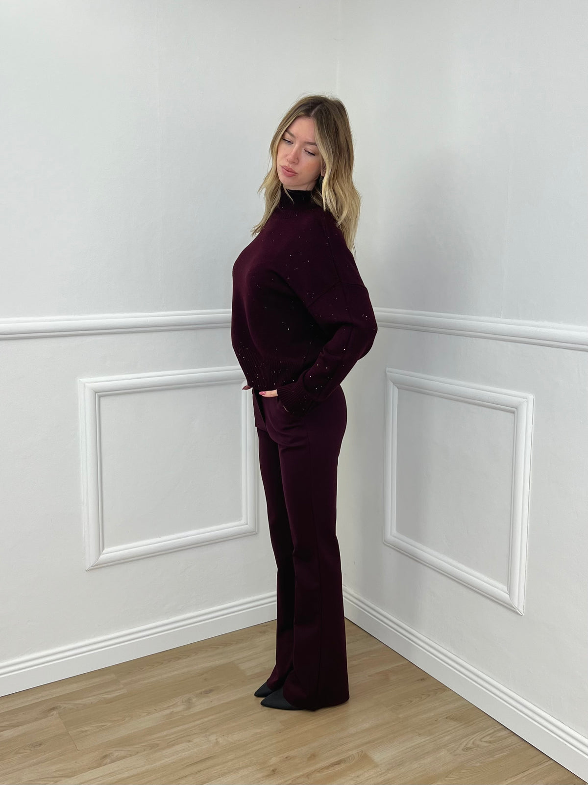 Pantalone Flare Punto Milano 34115 Burgundy