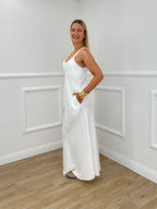 Abito Crepe Spalline 50169 Bianco