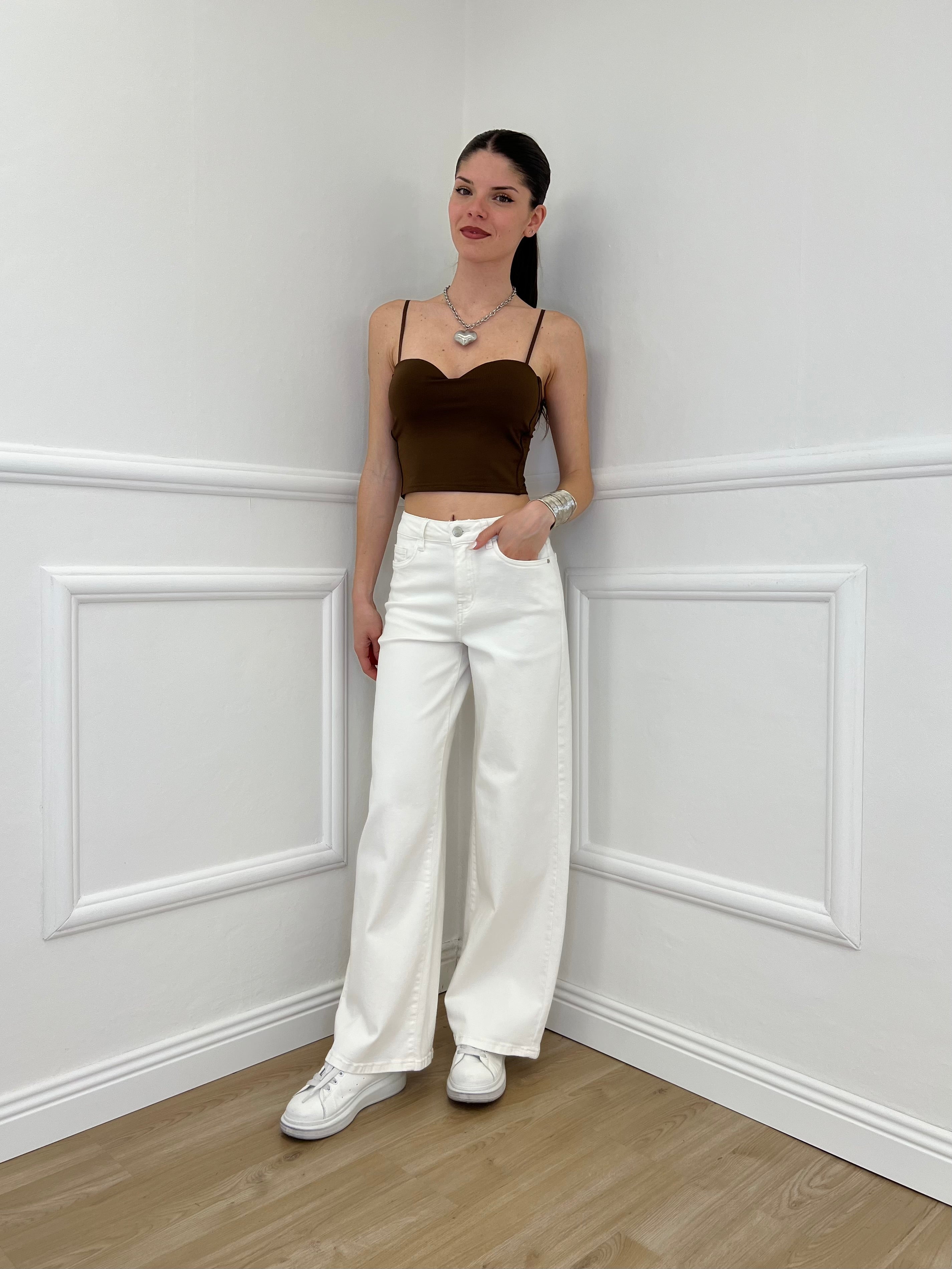 Jeans Palazzo T1001A Panna