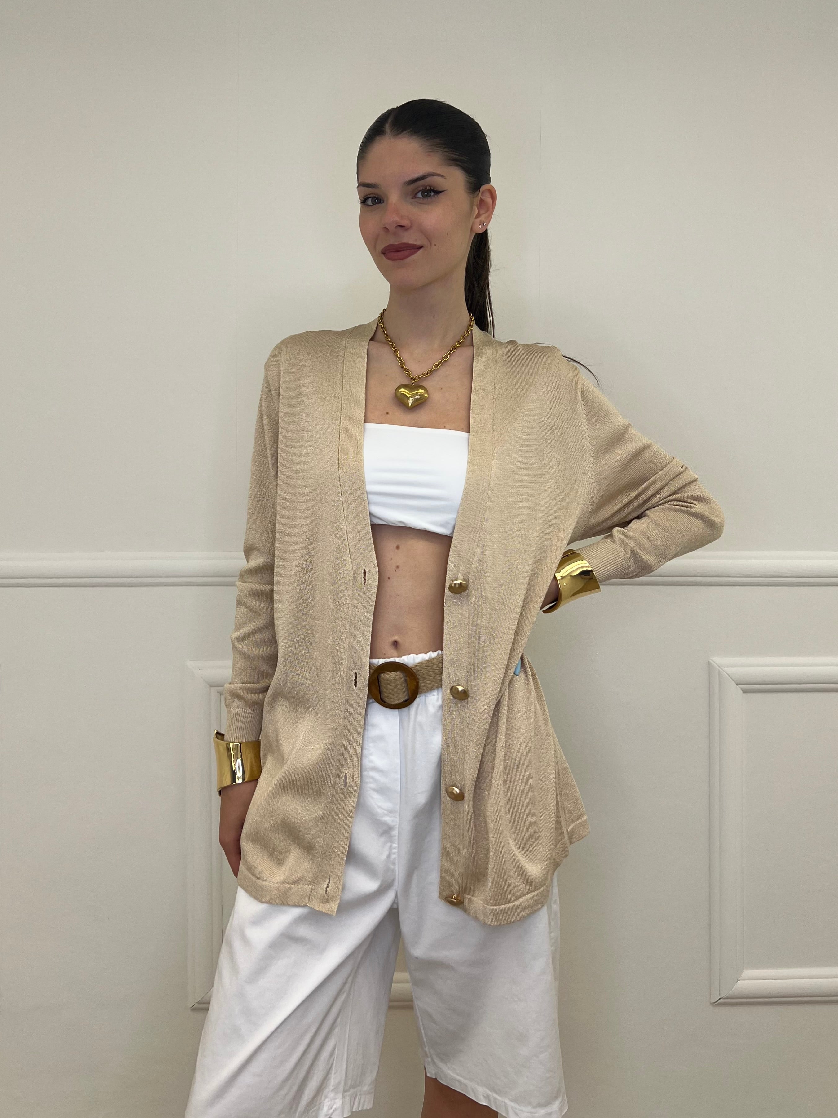 Cardigan Lurex Oversize 88081 Oro