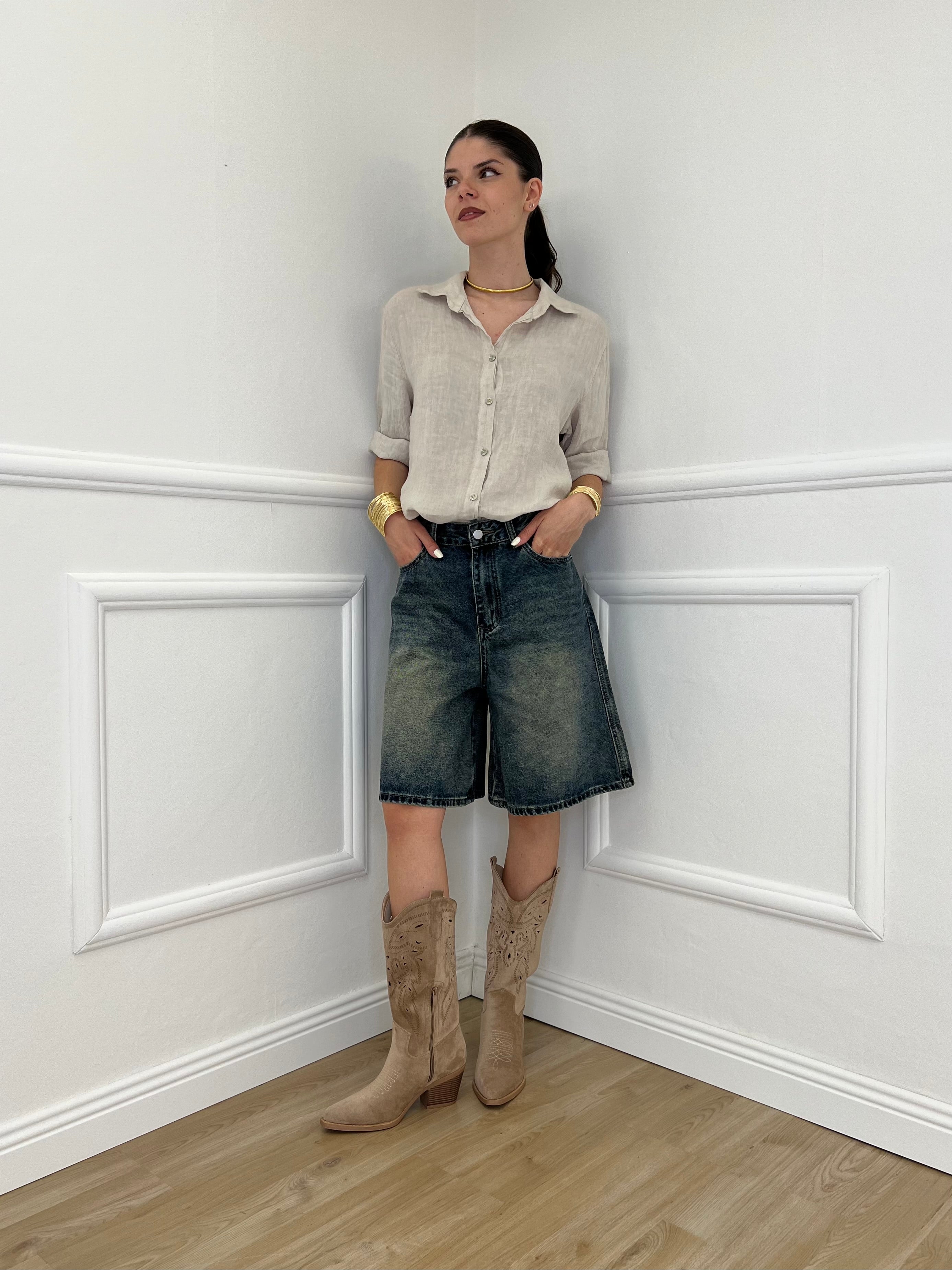 Camicia Over In Lino 1789 Beige